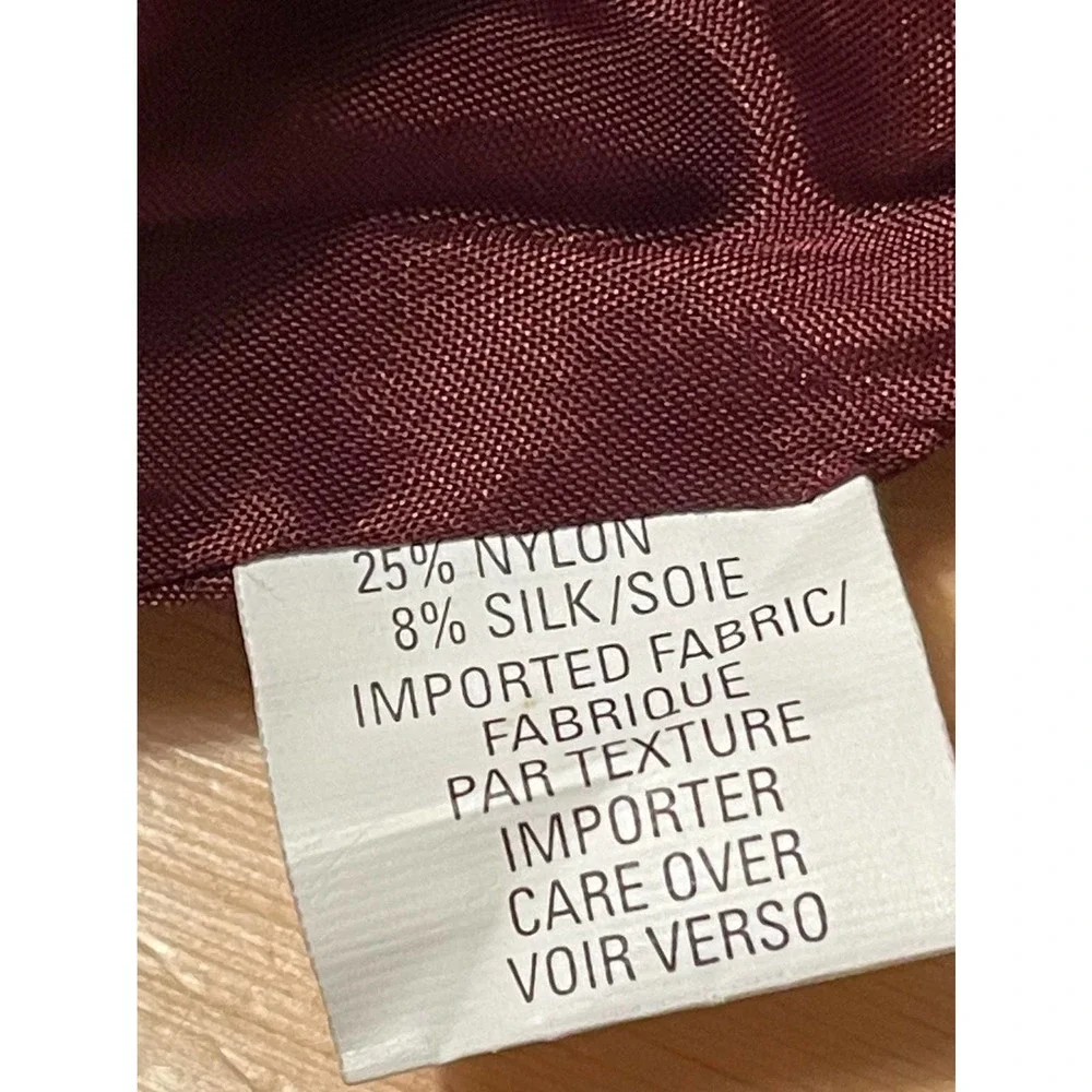 ANNE KLEIN Burgundy/Black/Gray Plaid Short Pencil Skirt Silk Blend  Womens 8 - Picture 7 of 9